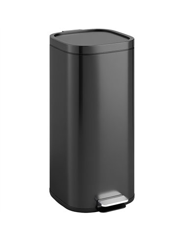 HOMCOM 30L Kitchen Bin, Compact Pedal Bin with Soft-Close and Stay-Open Lid, Removable Bucket for Kitchen, Home, Office, Black