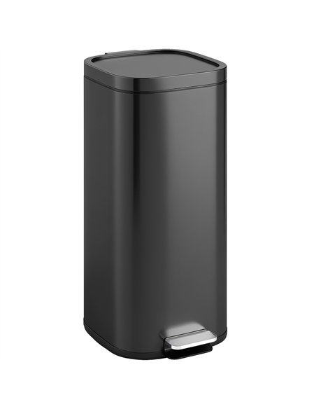 HOMCOM 30L Kitchen Bin, Compact Pedal Bin with Soft-Close and Stay-Open Lid, Removable Bucket for Kitchen, Home, Office, Black