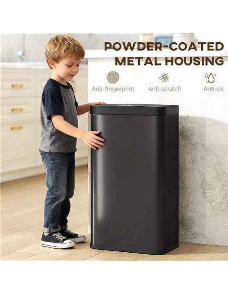 HOMCOM 45L Kitchen Sensor Bin - Black