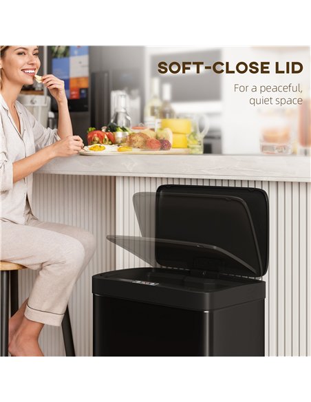 HOMCOM 45L Kitchen Sensor Bin - Black