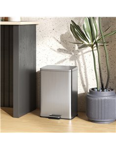 HOMCOM 20L Kitchen Bin with Soft-Close Lid and Stay-Open Function, Stainless Steel Pedal Bin with Removable Inner Bucket for Kit 2