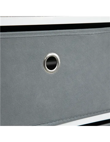 HOMCOM Chests of Drawer, Fabric Dresser Storage Cabinet with 6 Drawers for Bedroom, Living Room and Hallway, White and Grey
