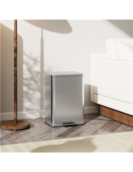 HOMCOM 20L Kitchen Bin with Soft-Close Lid and Stay-Open Function, Stainless Steel Pedal Bin with Removable Inner Bucket for Kit