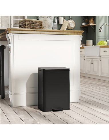 HOMCOM 20L Kitchen Bin with Soft-Close Lid and Stay-Open Function, Stainless Steel Pedal Bin with Removable Inner Bucket for Kit