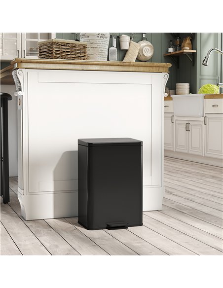 HOMCOM 20L Kitchen Bin with Soft-Close Lid and Stay-Open Function, Stainless Steel Pedal Bin with Removable Inner Bucket for Kit