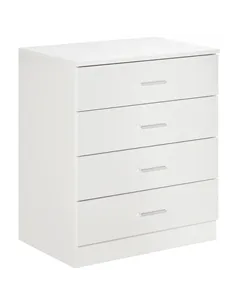 HOMCOM Chest of Drawers, 4 Drawers Storage Cabinet with Metal Rails, Anti-Tip for Playroom, Nursery Room, Hallway, etc