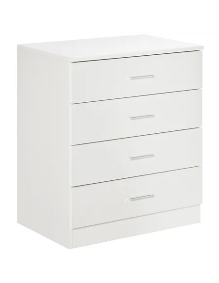 HOMCOM Chest of Drawers, 4 Drawers Storage Cabinet with Metal Rails, Anti-Tip for Playroom, Nursery Room, Hallway, etc