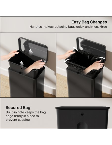 HOMCOM 20L Kitchen Bin with Soft-Close Lid and Stay-Open Function, Stainless Steel Pedal Bin with Removable Inner Bucket for Kit