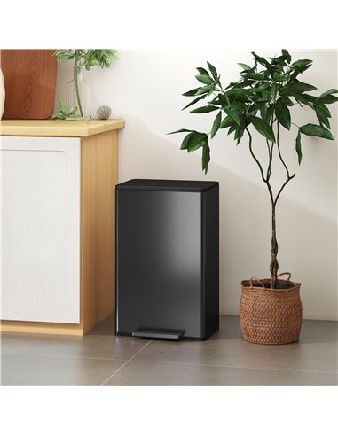 HOMCOM 45L Kitchen Bin, Pedal Bin with Soft-Close and Stay-Open Lid, Removable Inner Bucket, Odor Control for Kitchen, Office