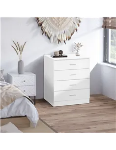 HOMCOM Chest of Drawers, 4 Drawers Storage Cabinet with Metal Rails, Anti-Tip for Playroom, Nursery Room, Hallway, etc 2