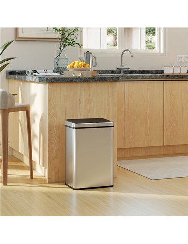 HOMCOM 40L Sensor Bin with Quiet Soft-Close Lid, Automatic Touchless Motion Sensor Kitchen Bin with Fingerprint Resistant Stainl