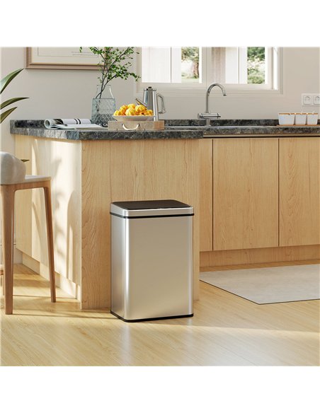 HOMCOM 40L Sensor Bin with Quiet Soft-Close Lid, Automatic Touchless Motion Sensor Kitchen Bin with Fingerprint Resistant Stainl