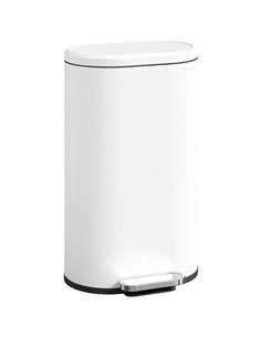 HOMCOM 30 L Modern Curved Kitchen Bin - White