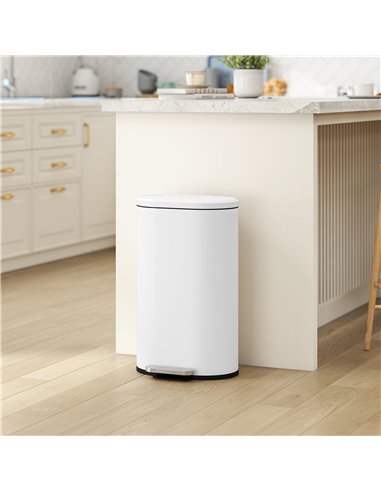 HOMCOM 30 L Modern Curved Kitchen Bin - White