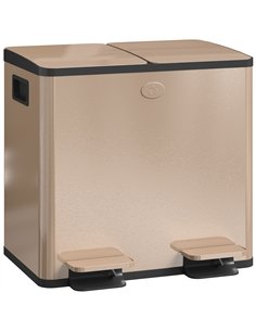 HOMCOM 30L Dual Compartment Stainless Steel Bin, with Deodoriser Holders - Gold Tone