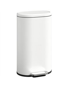 HOMCOM 30 L Modern Curved Kitchen Bin - Cream