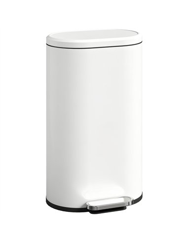 HOMCOM 30 L Modern Curved Kitchen Bin - Cream