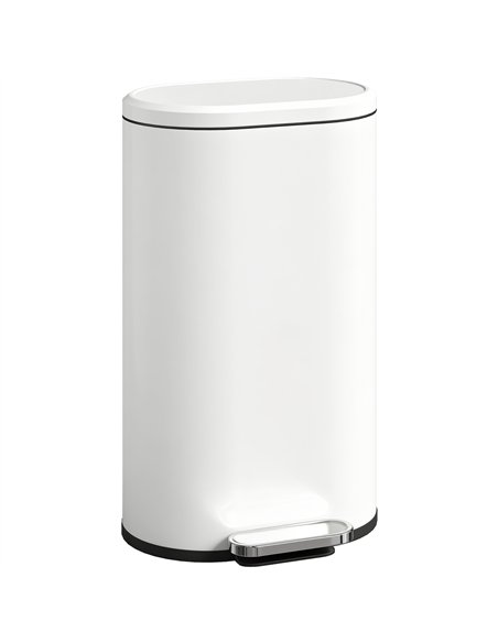 HOMCOM 30 L Modern Curved Kitchen Bin - Cream