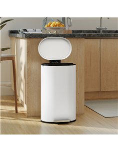 HOMCOM 30 L Modern Curved Kitchen Bin - Cream 2
