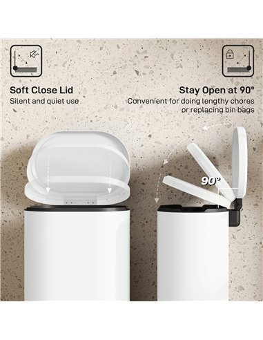 HOMCOM 30 L Modern Curved Kitchen Bin - Cream