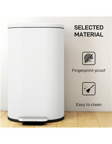 HOMCOM 30 L Modern Curved Kitchen Bin - Cream