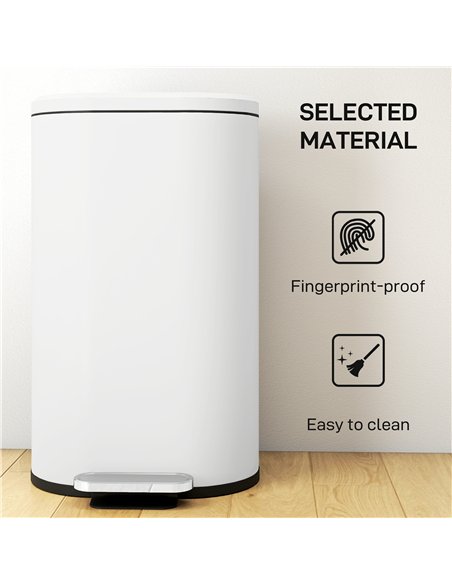 HOMCOM 30 L Modern Curved Kitchen Bin - Cream