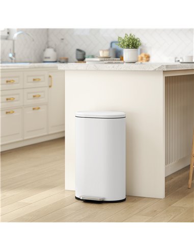 HOMCOM 30 L Modern Curved Kitchen Bin - Cream