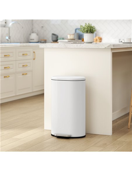 HOMCOM 30 L Modern Curved Kitchen Bin - Cream