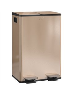 HOMCOM 56L Dual Compartment Stainless Steel Bin, with Deodoriser Holders - Gold Tone