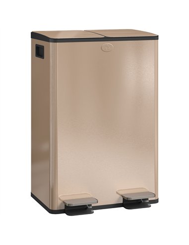 HOMCOM 56L Dual Compartment Stainless Steel Bin, with Deodoriser Holders - Gold Tone