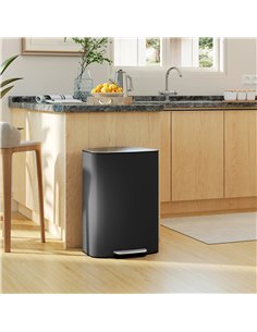 HOMCOM 50L Kitchen Bin with Soft-Close Lid and Stay-Open Function, Stainless Steel Pedal Bin with Removable Inner Bucket, Carry  2