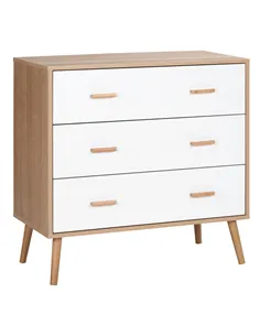 HOMCOM Chest of Drawers with 3 Drawers, Bedroom Cabinet, Storage Organizer for Living Room, White and Natural
