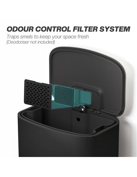 HOMCOM 50L Kitchen Bin with Soft-Close Lid and Stay-Open Function, Stainless Steel Pedal Bin with Removable Inner Bucket, Carry 