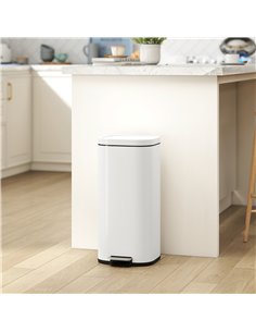 HOMCOM 30L Kitchen Bin, Compact Pedal Bin with Soft-Close and Stay-Open Lid, Removable Bucket for Kitchen, Home, Office, Cream 2