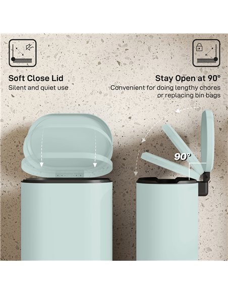 HOMCOM 30 L Modern Curved Kitchen Bin - Green