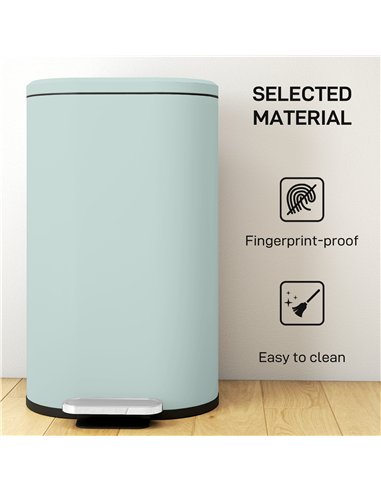 HOMCOM 30 L Modern Curved Kitchen Bin - Green