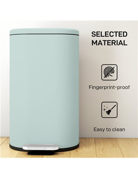 HOMCOM 30 L Modern Curved Kitchen Bin - Green