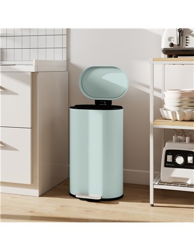 HOMCOM 30 L Modern Curved Kitchen Bin - Green