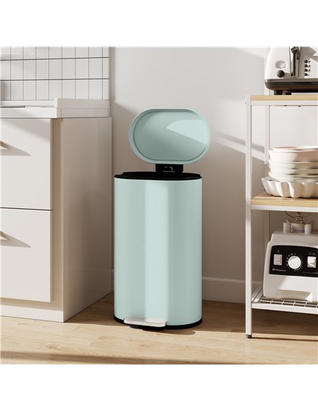 HOMCOM 30 L Modern Curved Kitchen Bin - Green