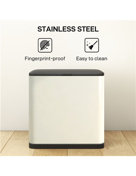 HOMCOM 8L Hanging Kitchen Bin, Rubbish bin with Lid and Removable Inner Bucket for Kitchen Cabinet Door, Under Sink, Office