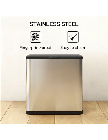 HOMCOM 8L Hanging Kitchen Bin, Rubbish bin with Lid and Removable Inner Bucket for Under Cabinet Door, Under Sink, Office