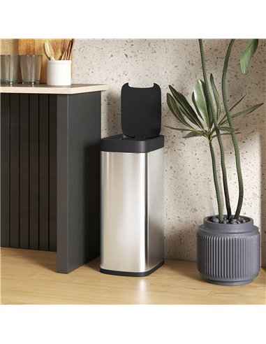 HOMCOM 50L Sensor Bin, Automatic Kitchen Bin, Manual Override, Battery Operated, Inner-Bucket-Free, for Kitchen, Bedroom