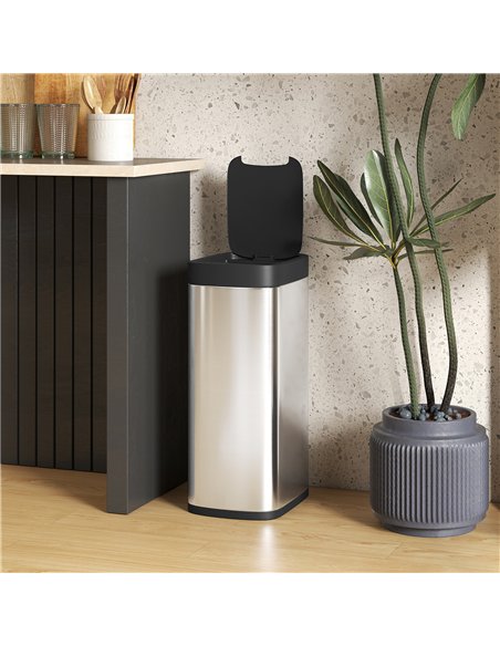 HOMCOM 50L Sensor Bin, Automatic Kitchen Bin, Manual Override, Battery Operated, Inner-Bucket-Free, for Kitchen, Bedroom