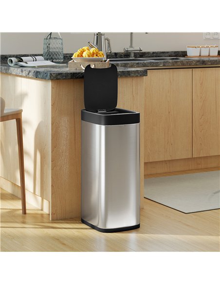 HOMCOM 50L Sensor Bin, Automatic Kitchen Bin, Manual Override, Battery Operated, Inner-Bucket-Free, for Kitchen, Bedroom