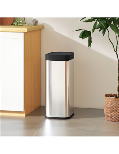 HOMCOM 50L Sensor Bin, Automatic Kitchen Bin, Manual Override, Battery Operated, Inner-Bucket-Free, for Kitchen, Bedroom