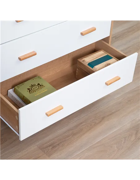 HOMCOM Chest of Drawers with 3 Drawers, Bedroom Cabinet, Storage Organizer for Living Room, White and Natural