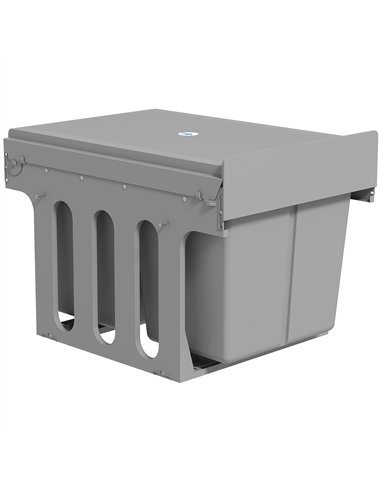 HOMCOM Pull Out Bin, Under Sink Bin - 2 Removable Compartments (15L Each) for 400mm Cabinets, Light Grey