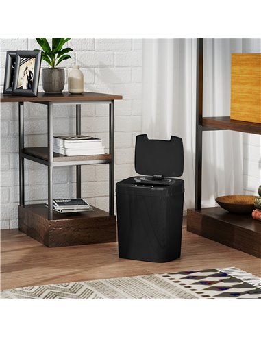 HOMCOM 15L Sensor Bin, Automatic Touchless Kitchen Bin, Easy Clean, Battery Operated for Home Office, Bedroom, Bathroom, Black