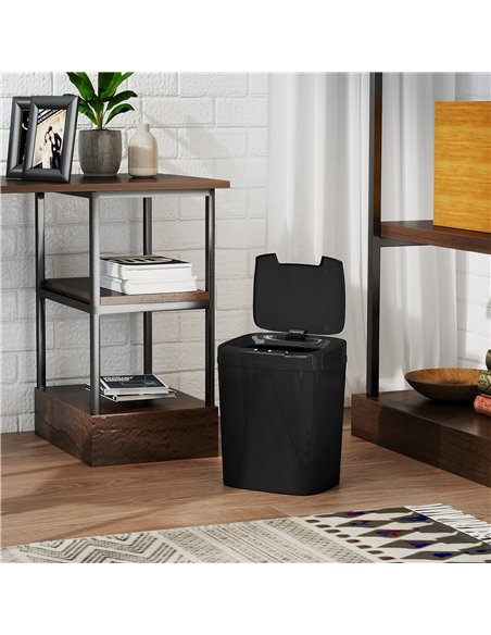 HOMCOM 15L Sensor Bin, Automatic Touchless Kitchen Bin, Easy Clean, Battery Operated for Home Office, Bedroom, Bathroom, Black