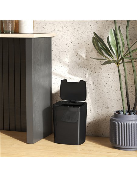 HOMCOM 15L Sensor Bin, Automatic Touchless Kitchen Bin, Easy Clean, Battery Operated for Home Office, Bedroom, Bathroom, Black